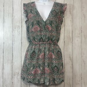 JACK by BB Dakota Cross Front Ruffle Cap Sleeve Romper Small